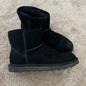 Bearpaw Alyssa Black Suede Shearling Boots SIZE 9
